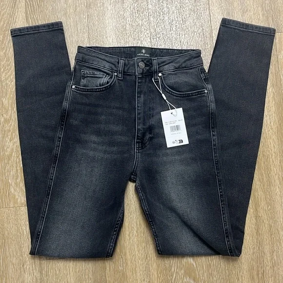 Anine Bing Beck High Rise Slim Jeans Iron Grey Gray Meghan Markle Size 25 - Picture 8 of 11